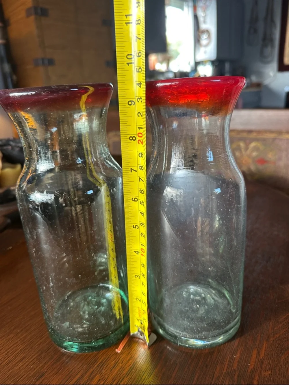 2 Mexican distressed glass carafes. Great for your OJ for the weekend mimosa! - Picture 5 of 6